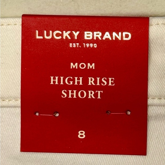 NWT Lucky Brand White Pink Floyd Frayed High Waist‎ Denim Mom Shorts Size… - Picture 8 of 15